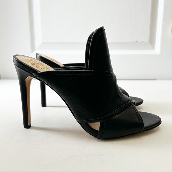 Vince Camuto Kazzia Black Leather Heeled Mules Open Toe Stilleto Size 8 UNWORN - Picture 2 of 16